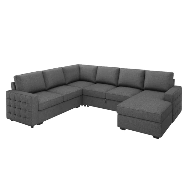 U-Shaped Sectional Sofa Bed Pull Out Sleeper Couch With Storage Chaise 2