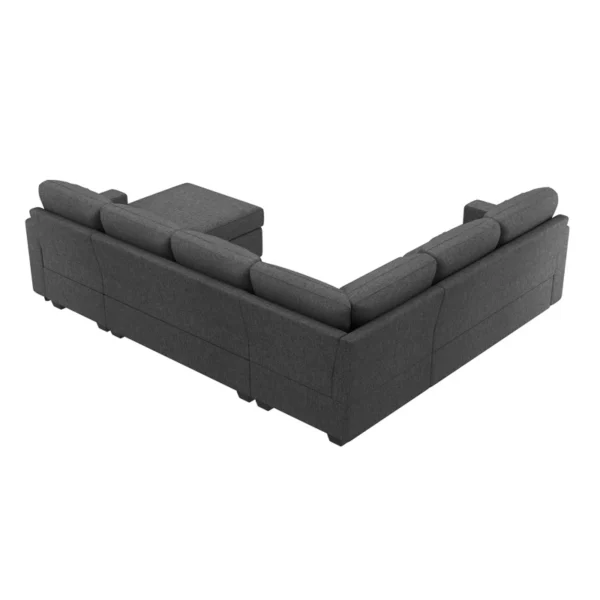 U-Shaped Sectional Sofa Bed Pull Out Sleeper Couch With Storage Chaise 6